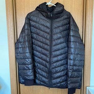 Brown cheetah print puffer jacket